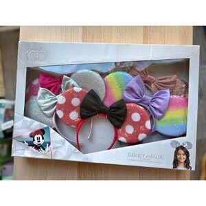 Disney 100th Anniversary 5 PC Minnie Mouse Ear Kit Headbands NEW
